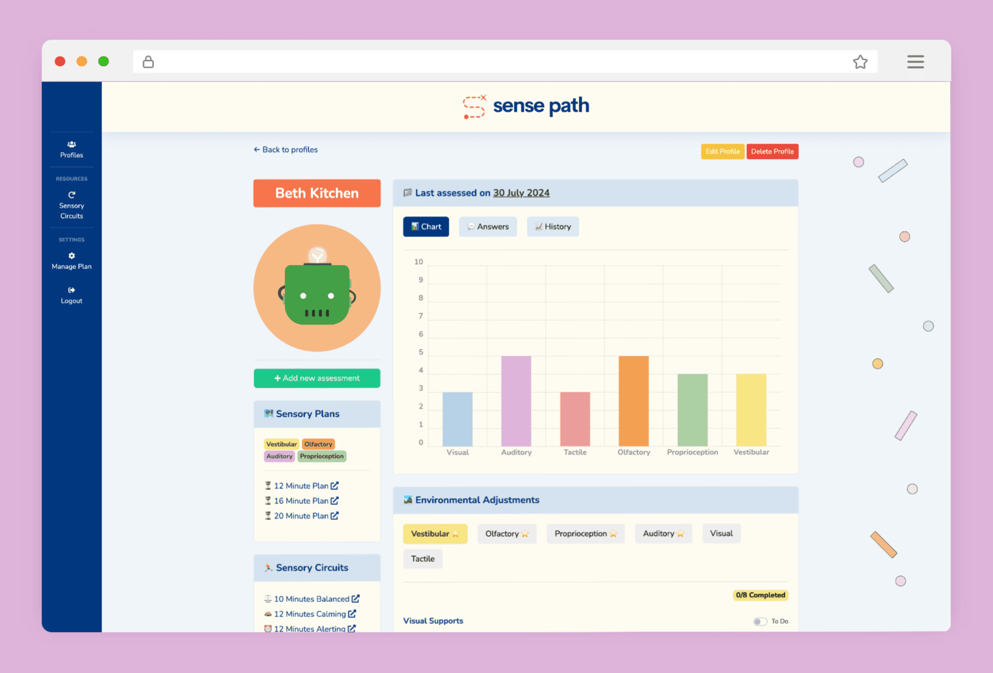 Image of the Sense Path app interface